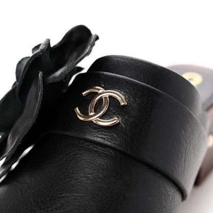 Chanel Calfskin Camellia Clogs 37 Black 10 of 12