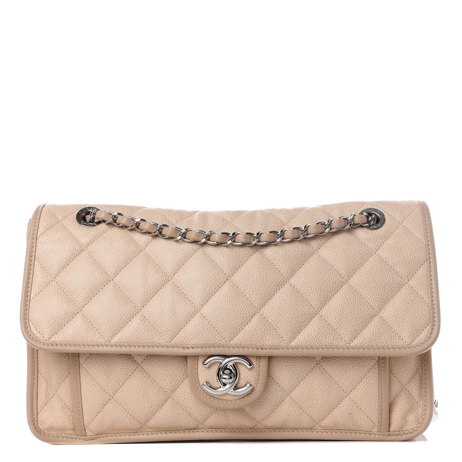 Chanel Caviar French Riviera Large Flap Beige 1 of 8