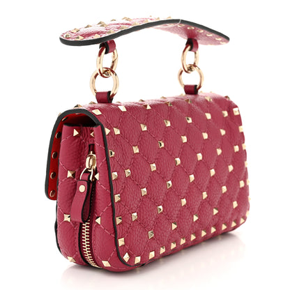 Valentino Garavani Grained Calfskin Small Rockstud Spike Shoulder Bag Berry Pink 3 of 9