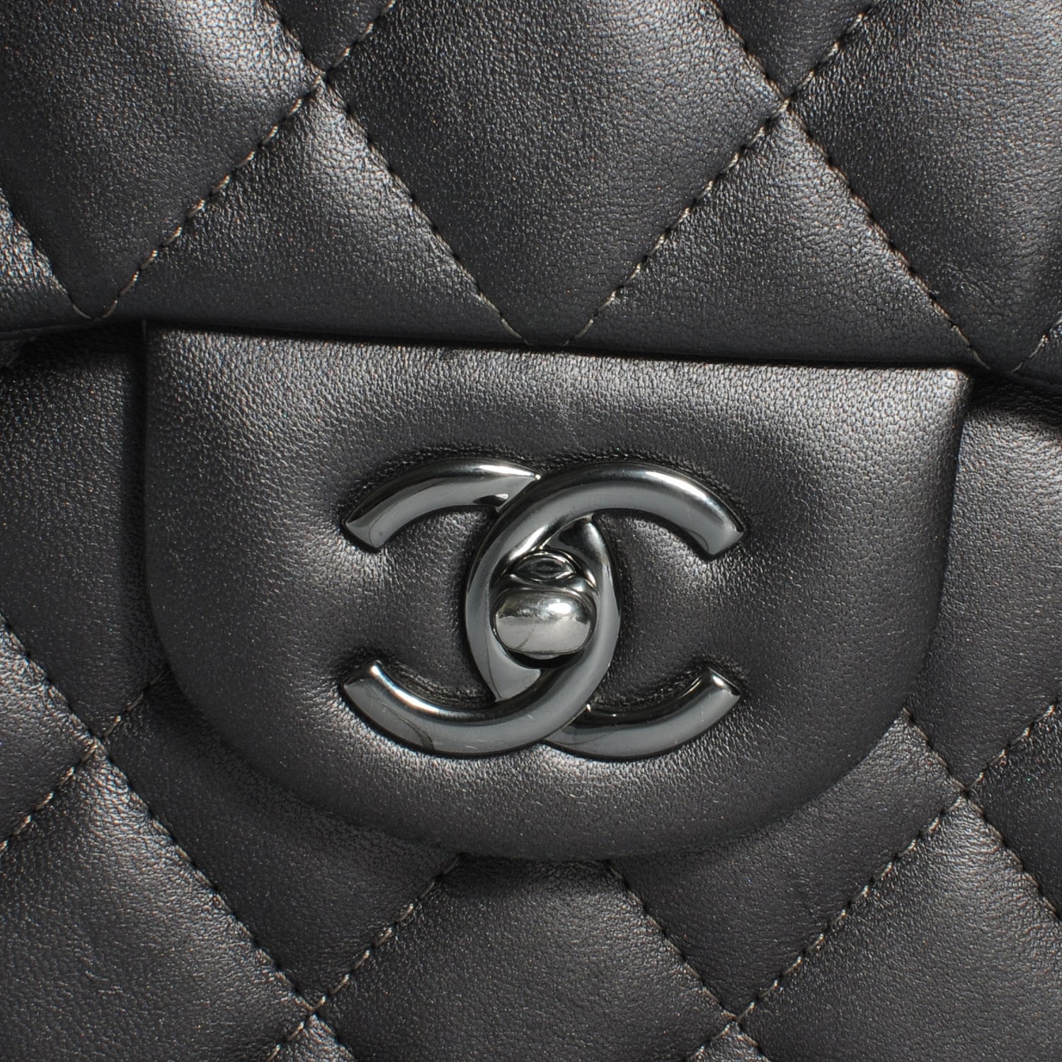 Chanel Lambskin Quilted Jumbo Single Flap Dark Metallic Grey 5 of 9