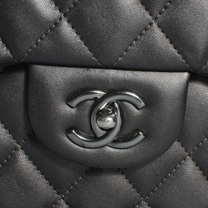 Chanel Lambskin Quilted Jumbo Single Flap Dark Metallic Grey 5 of 9