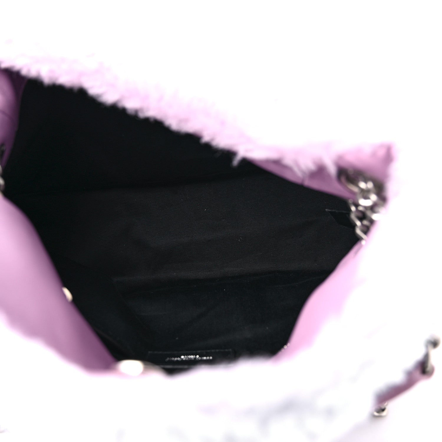 Saint Laurent Merino Shearling Lambskin Quilted Small Loulou Puffer Monogram Chain Satchel Lila 5 of 11