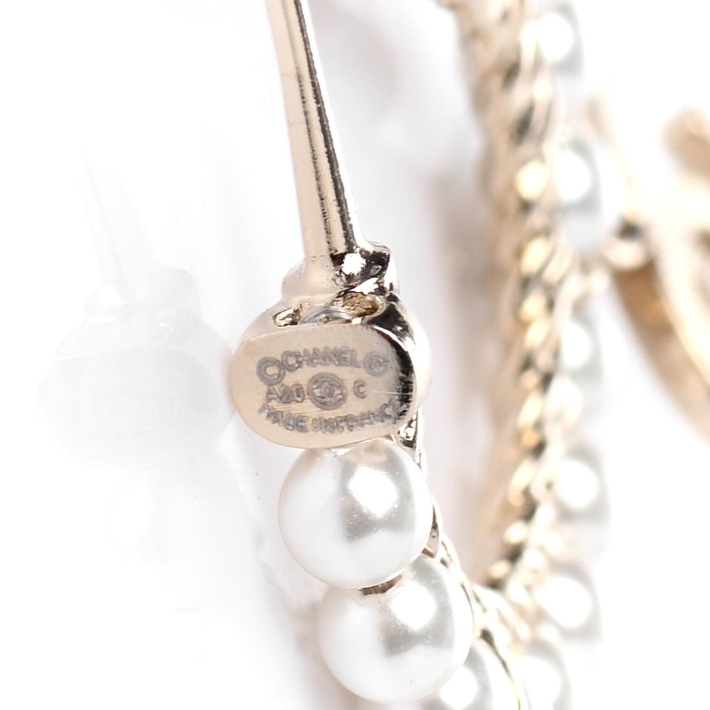 Pearl Charms CC Hoop Earrings Gold
