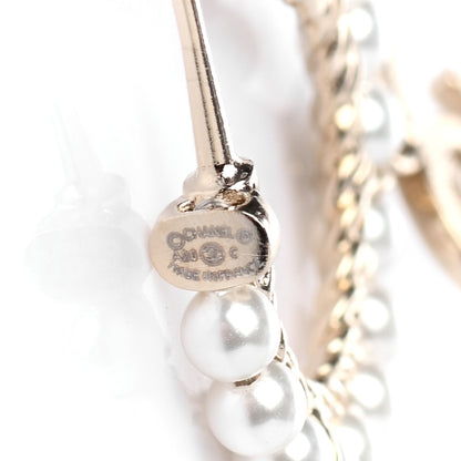 Chanel Pearl Charms CC Hoop Earrings Gold 4 of 4