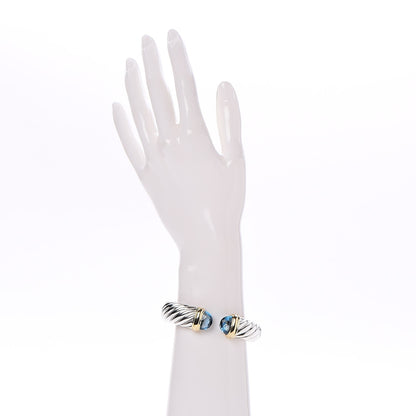 David Yurman Sterling Silver 18K Yellow Gold Blue Topaz Waverly Bracelet 2 of 5