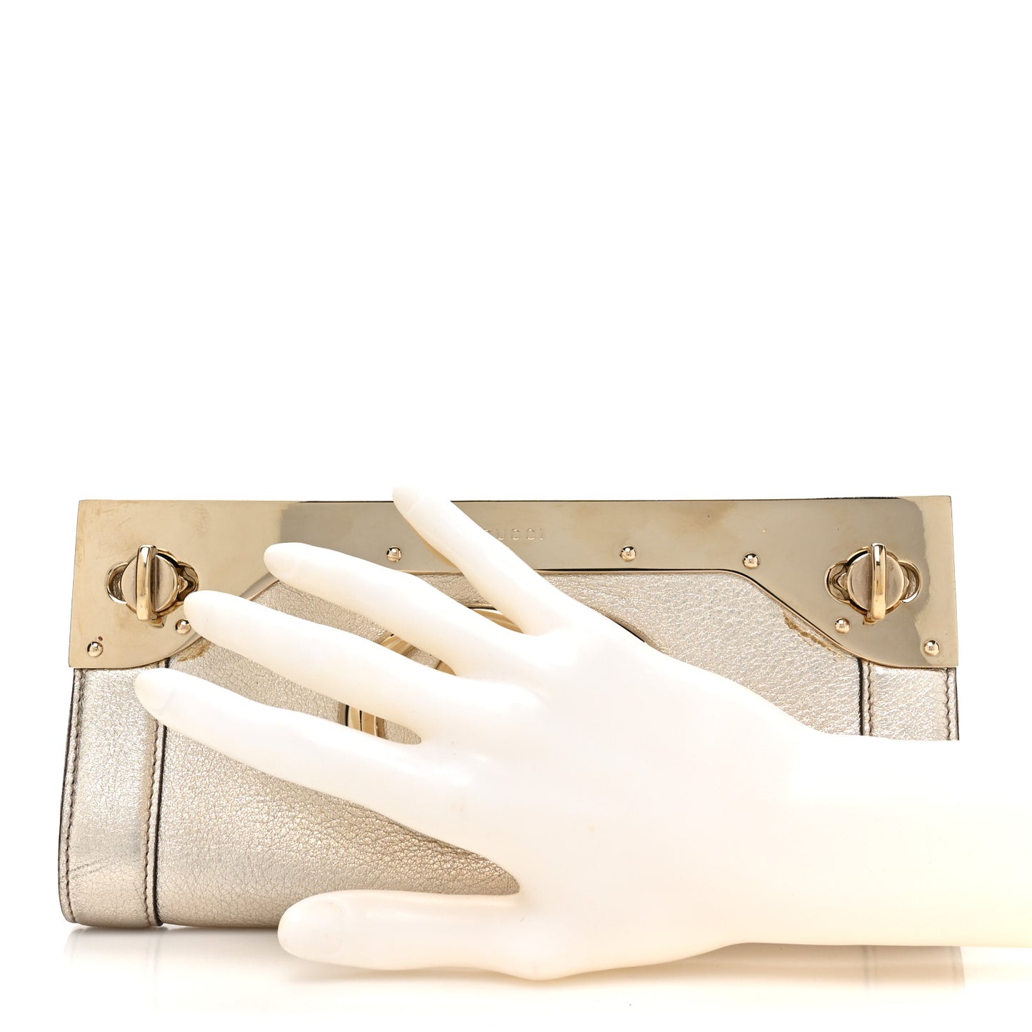 Metallic Calfskin Britt Clutch Gold