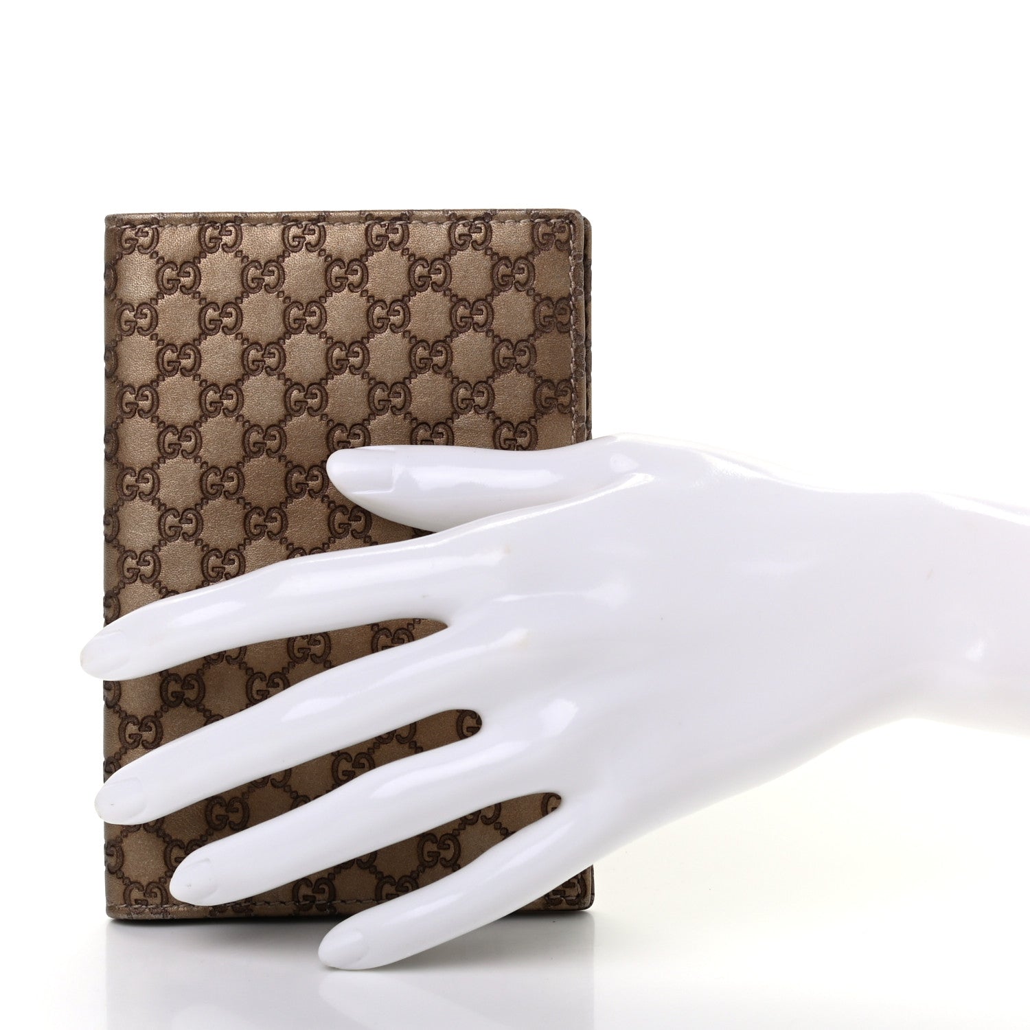 Gucci Metallic Guccissima Signature Passport Case Gold 2 of 8