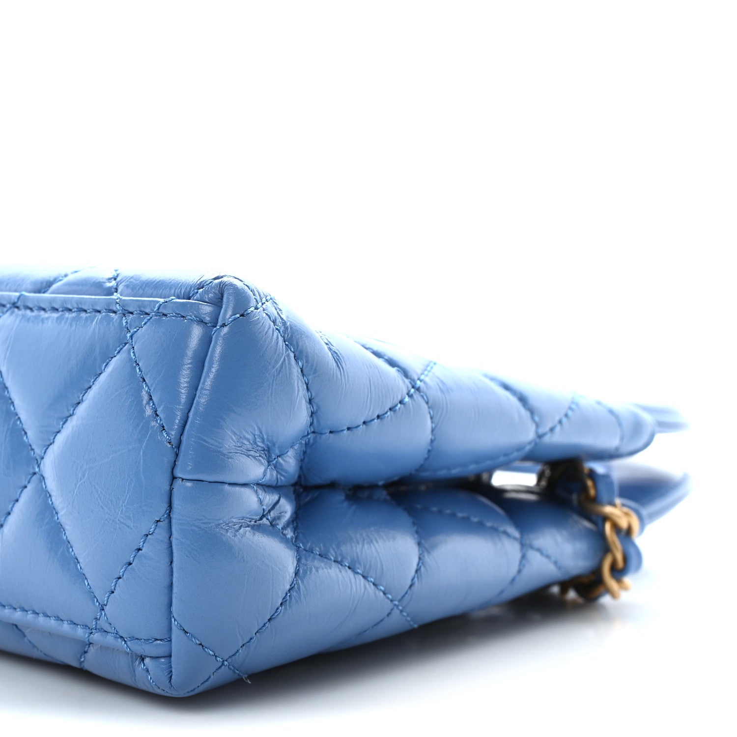 Chanel Shiny Aged Calfskin Quilted Nano Kelly Shopper Blue 10 of 11