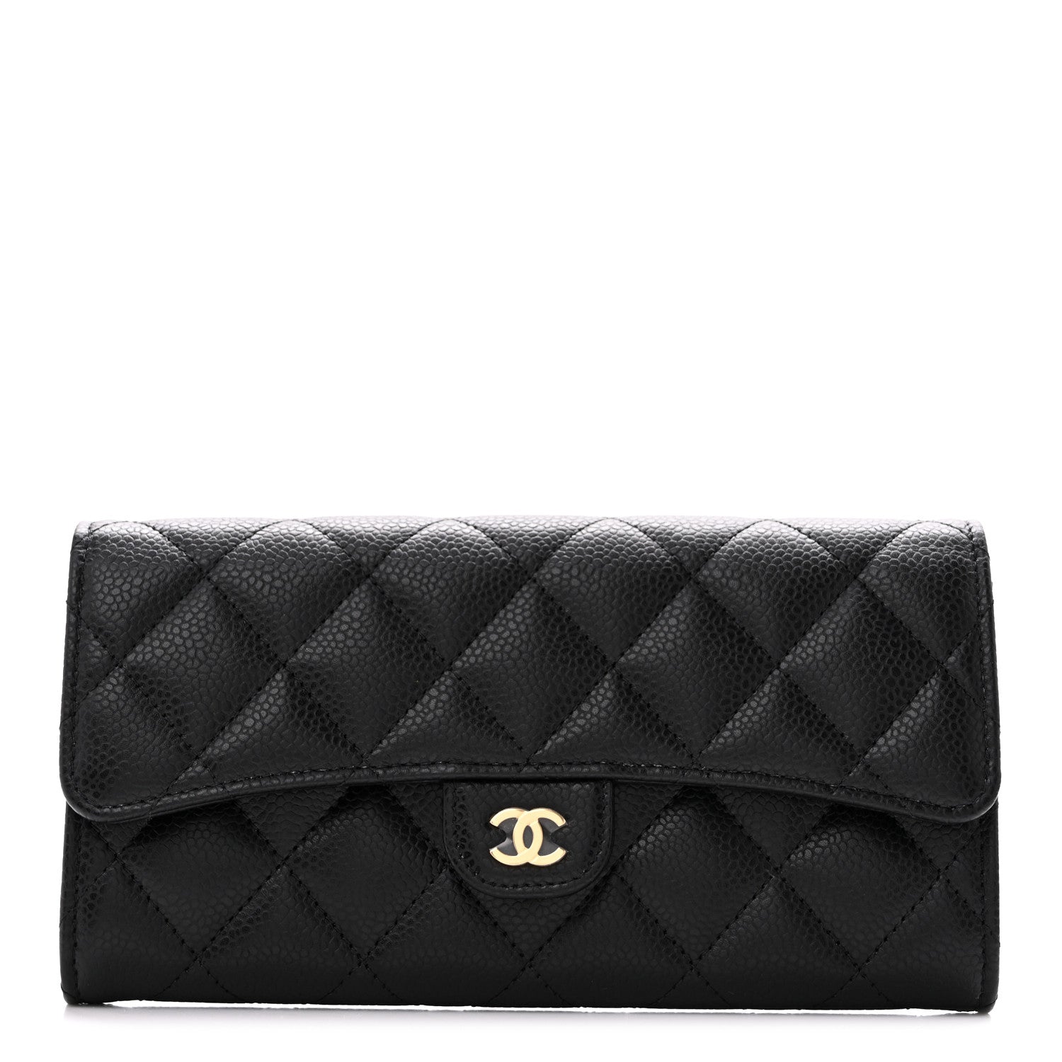 Chanel Caviar Quilted Large Gusset Flap Wallet Black 1 of 11