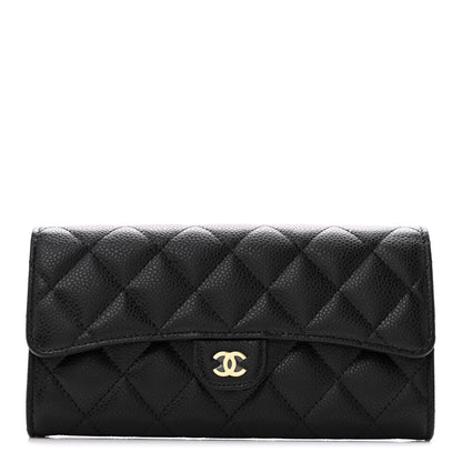 Chanel Caviar Quilted Large Gusset Flap Wallet Black 1 of 11