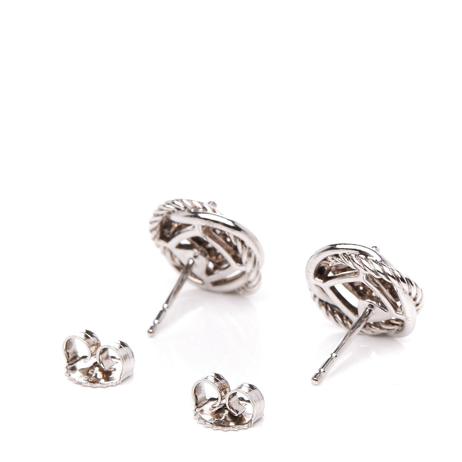 David Yurman Sterling Silver Diamond 13mm Infinity Earrings 3 of 5