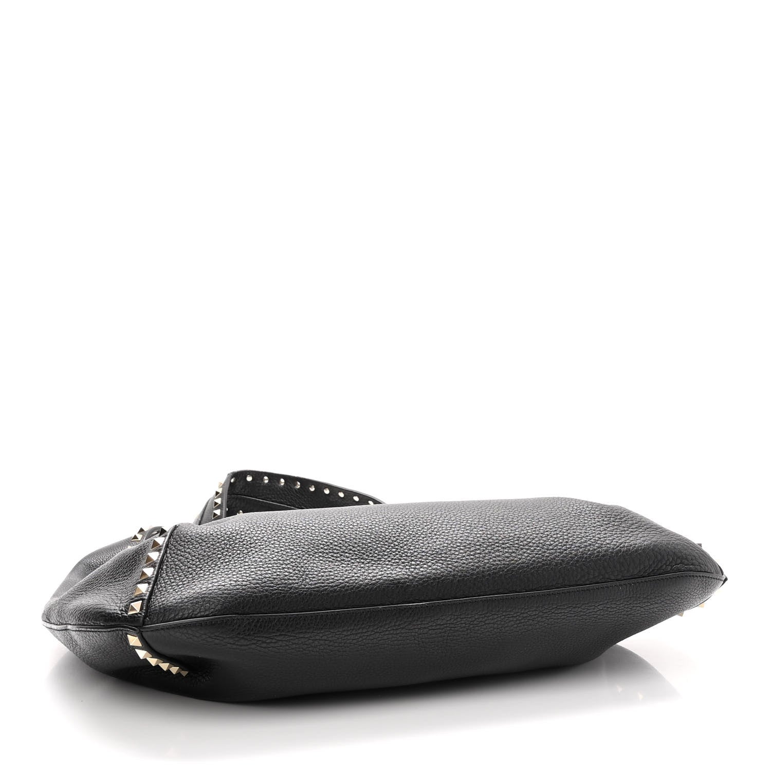 Valentino Garavani Grained Calfskin Large Rockstud Hobo Black 4 of 9