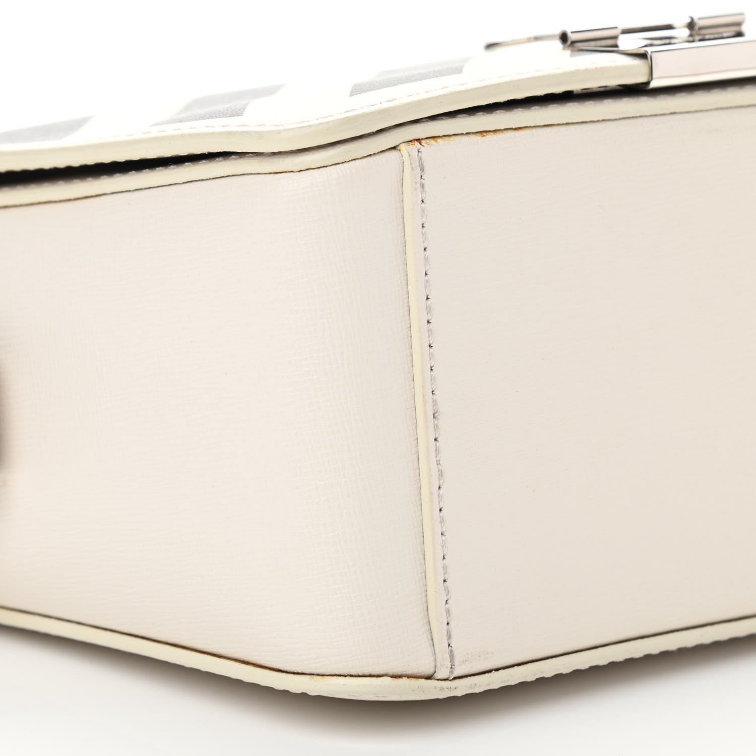 Off-White Saffiano Striped Diag Binder Flap Bag White Black 9 of 10