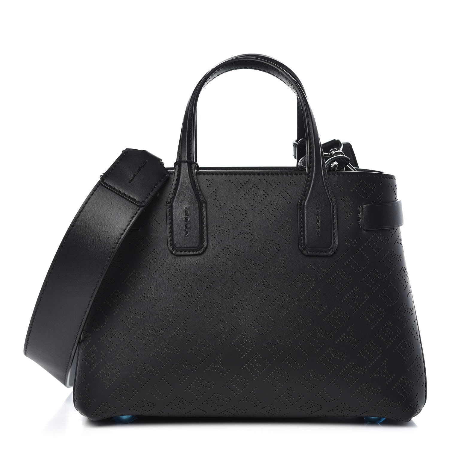 Burberry Calfskin Perforated Small Banner Tote Black 1 of 8