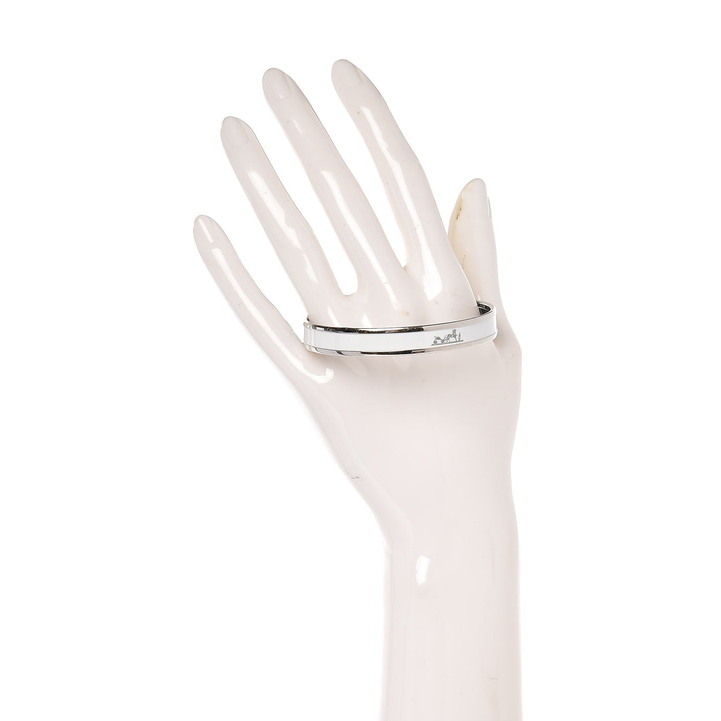 Enamel Printed Narrow Caleche Bracelet 62 White