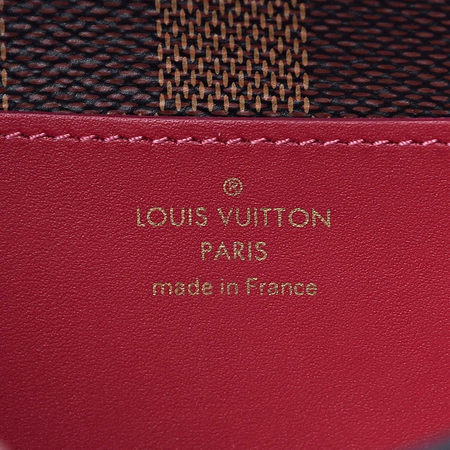 Damier Ebene Croisette Chain Wallet Scarlet