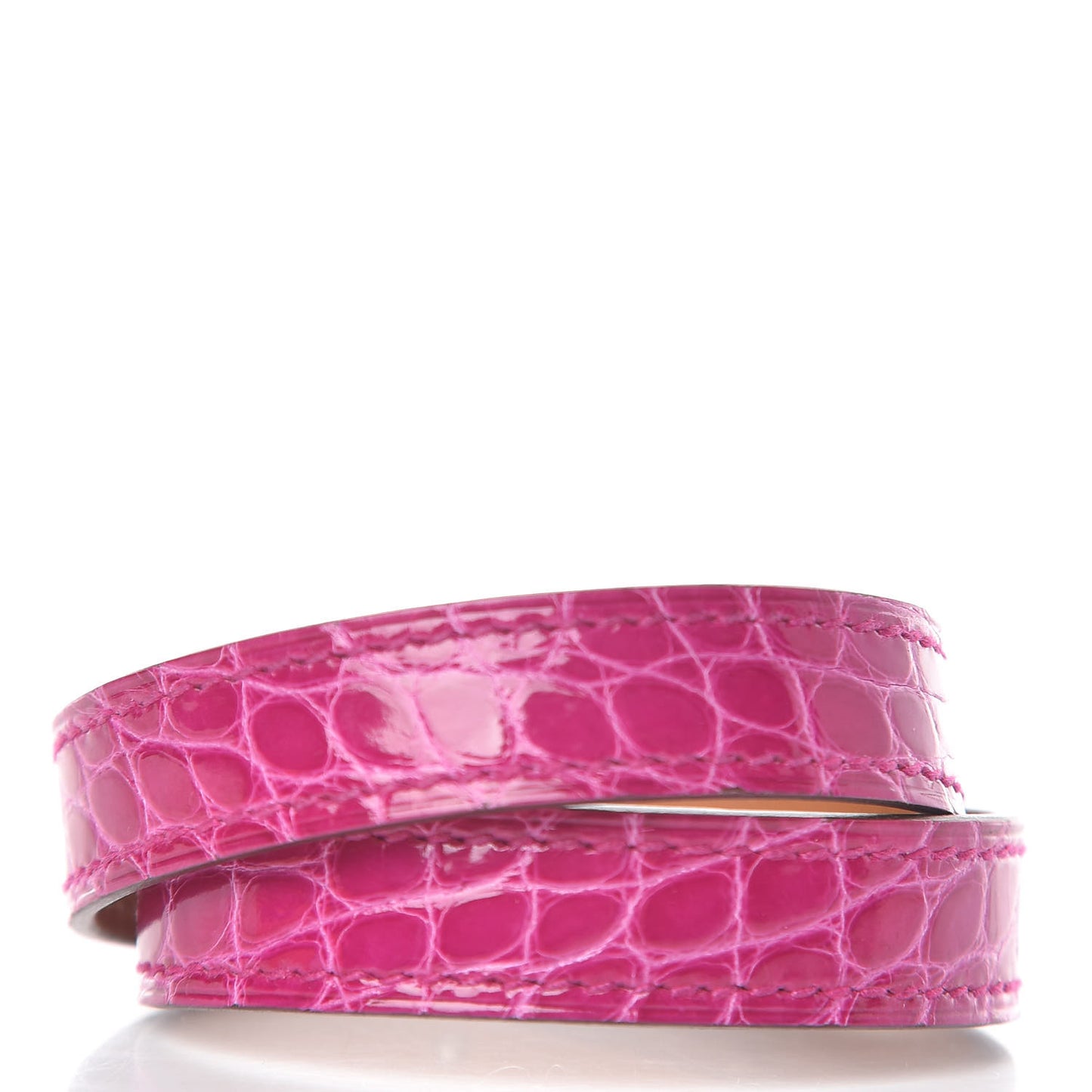 Shiny Alligator Kelly Double Tour Bracelet XS Rose Scheherazade
