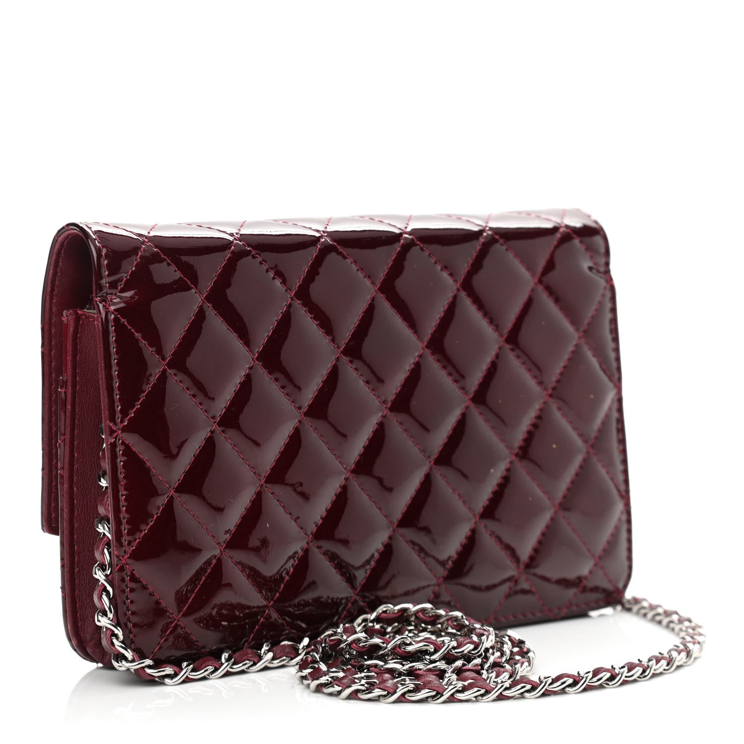 Chanel Patent Quilted Brilliant Wallet On Chain WOC Red 2 of 12