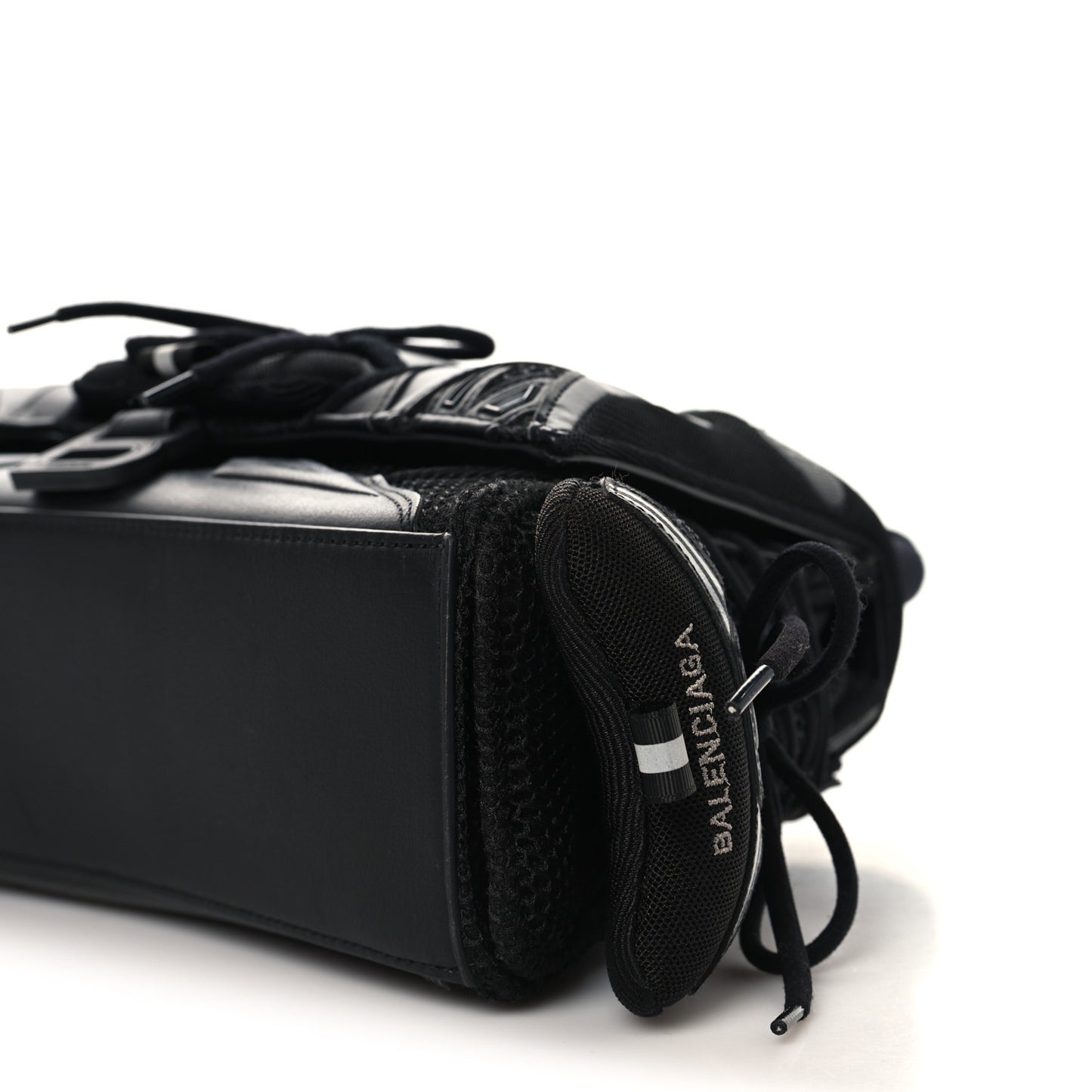 Faux Calfskin Fabric Medium Sneakerhead Top Handle Bag Black