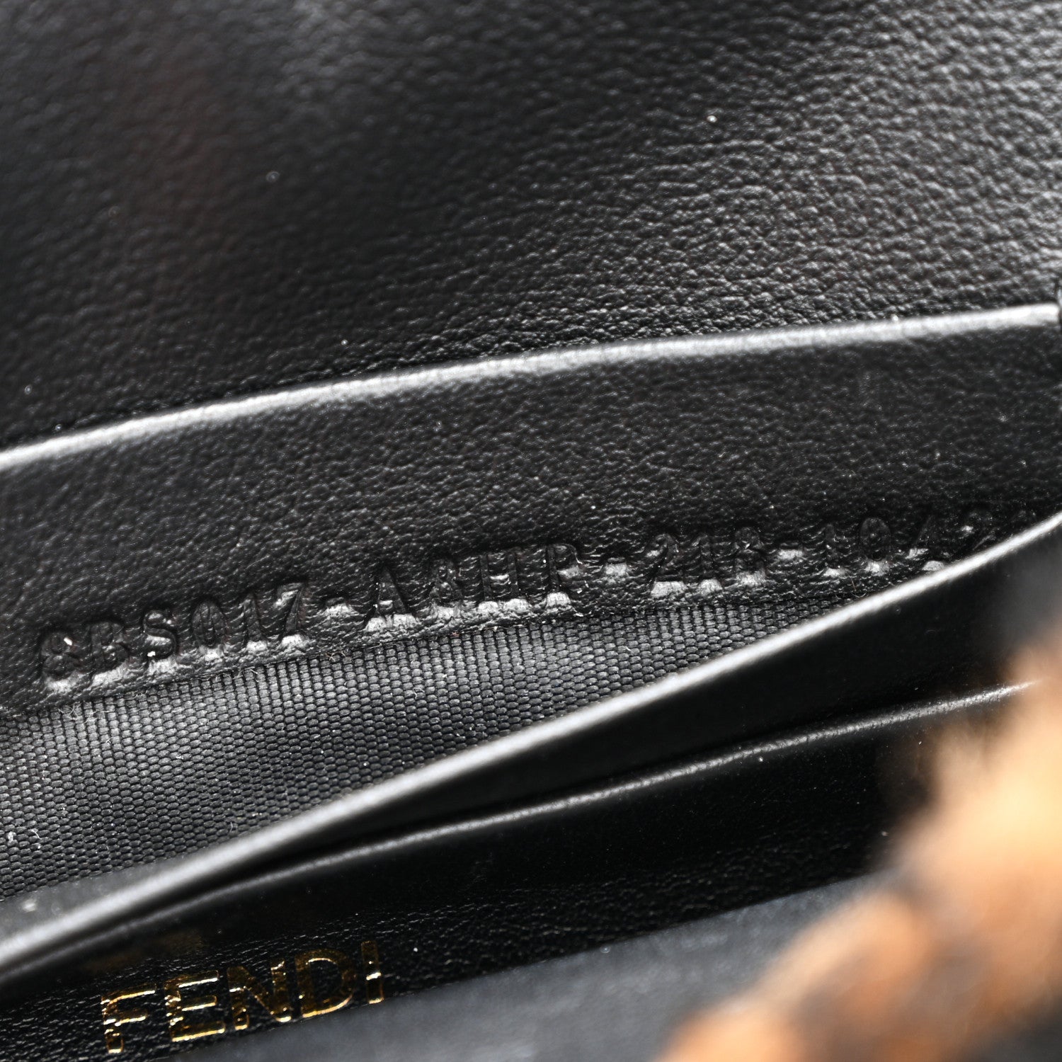 Fendi Shearling Vitello Dolce Macro FF 1974 Mini Baguette Tobacco Black 7 of 10