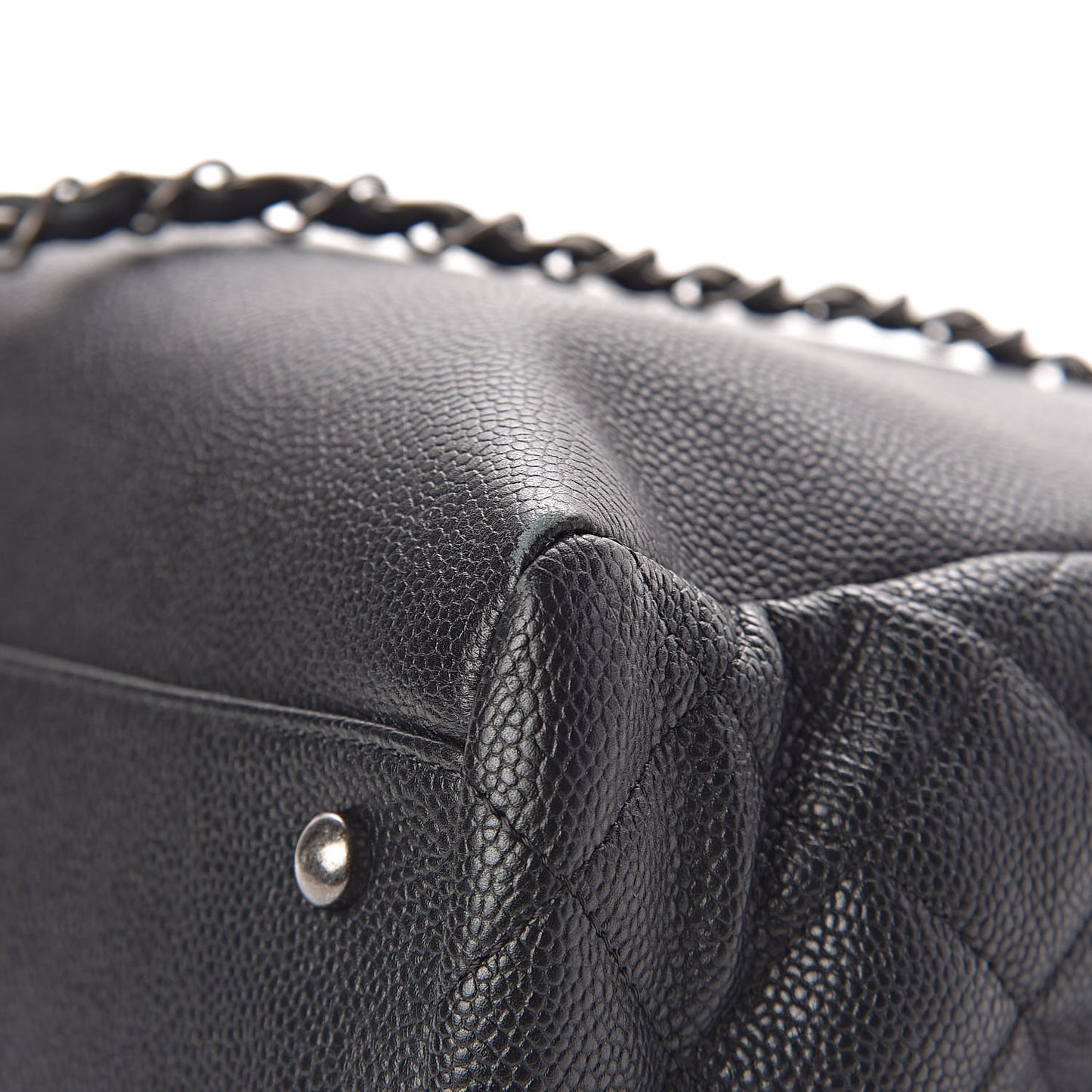 Caviar Lambskin Quilted Large Coco Break Shopping Bag Black