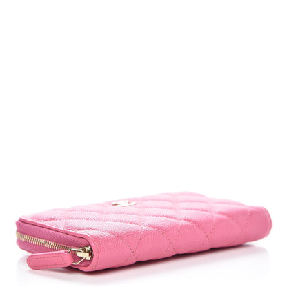 Chanel Caviar Quilted Small Zip Around Wallet Pink 4 of 9