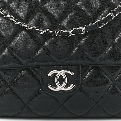 Chanel Glazed Caviar Quilted Stretch Spirit Messenger Bag Black 8 of 11