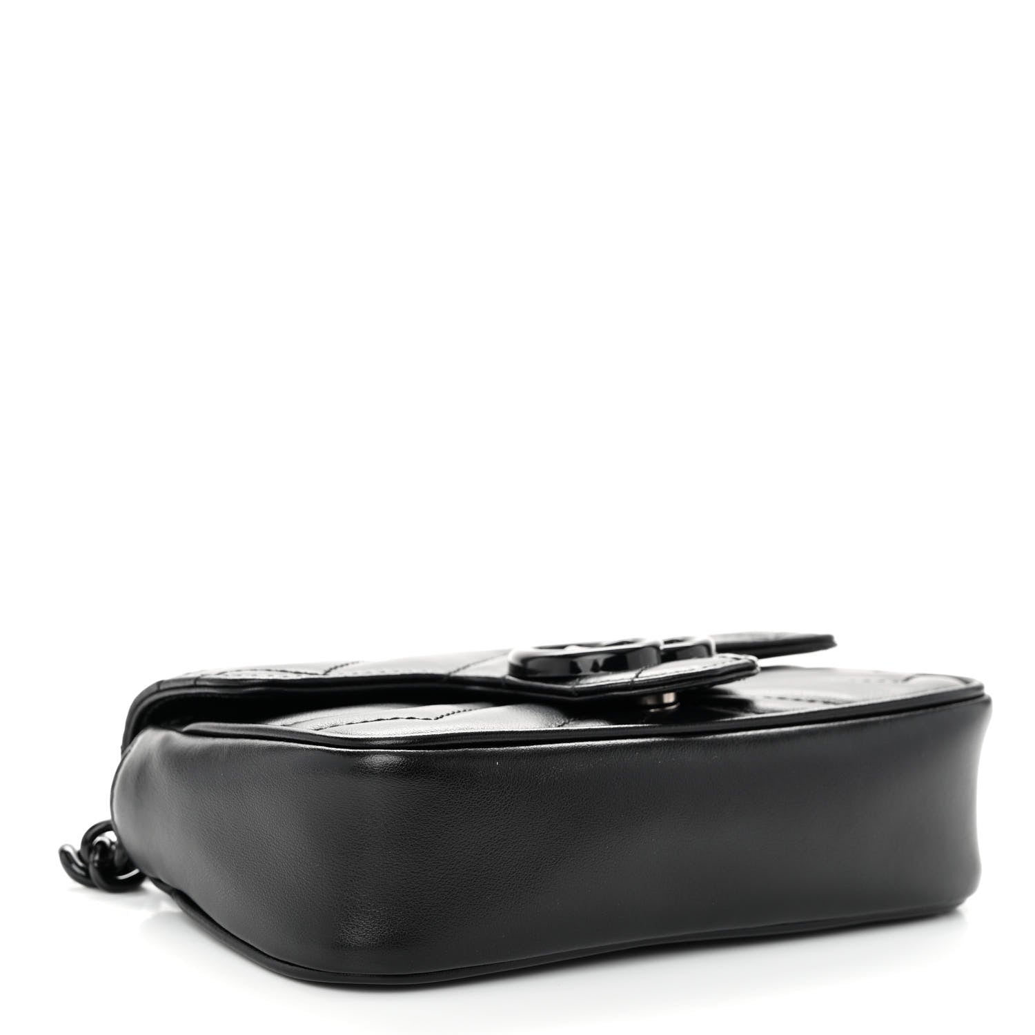 Gucci Calfskin Matelasse Monochrome GG Marmont Chain Belt Bag Black 4 of 9