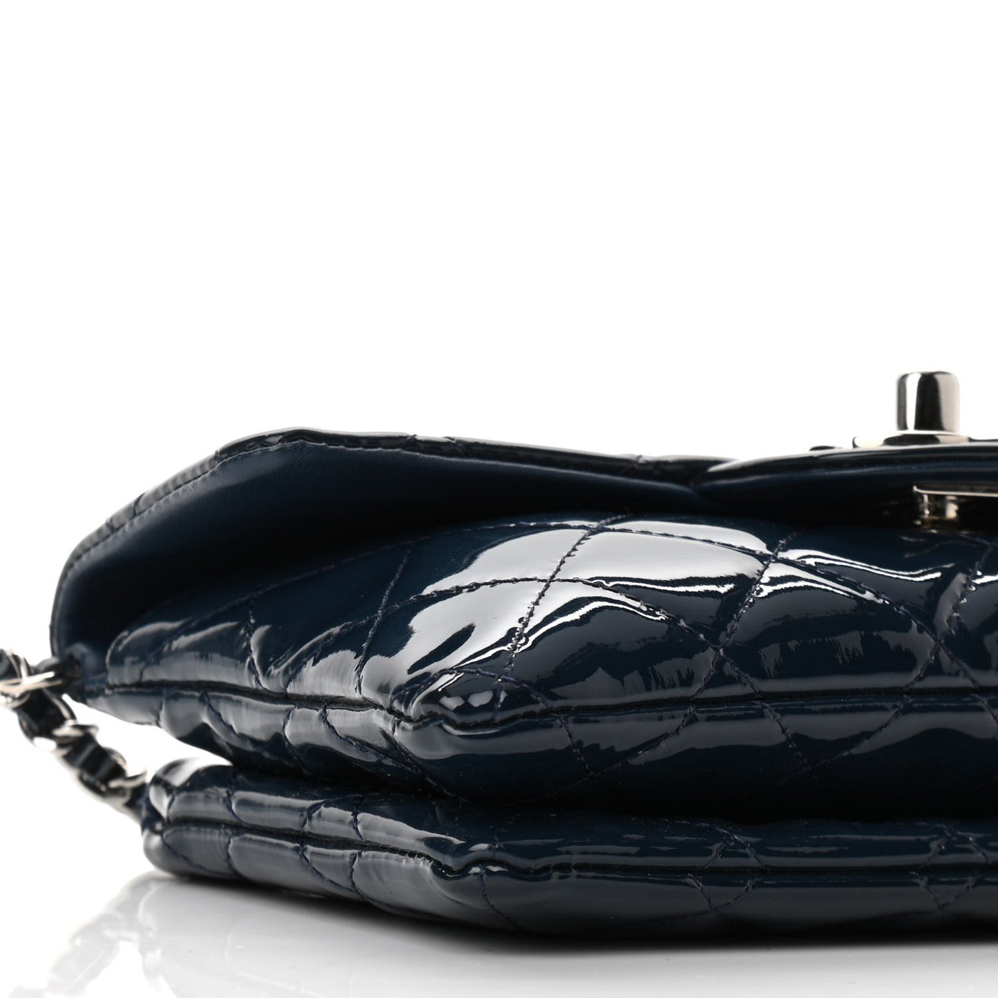 Patent Calfskin Mini Flap Crossbody Blue