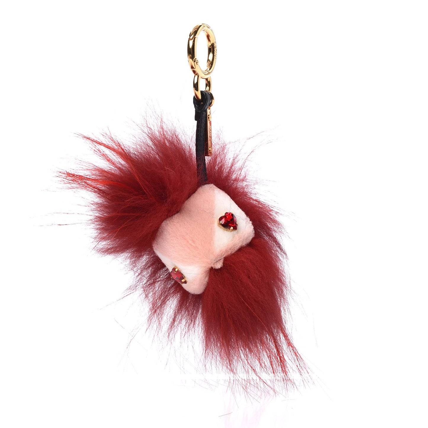 Rabbit Mink Fox Fur Hearty Monster Bag Bug Charm Red Pink