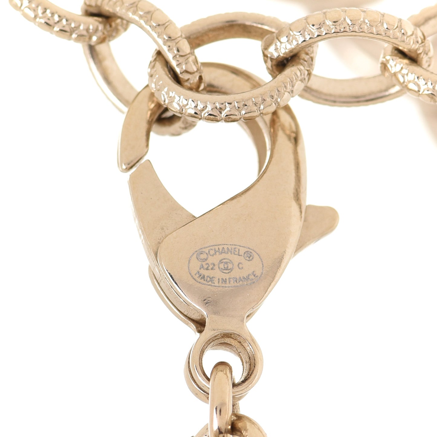 Metal Glass Pearl Strass CC Pendant Necklace Black Gold
