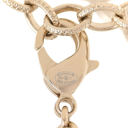 Chanel Metal Glass Pearl Strass CC Pendant Necklace Black Gold 6 of 7