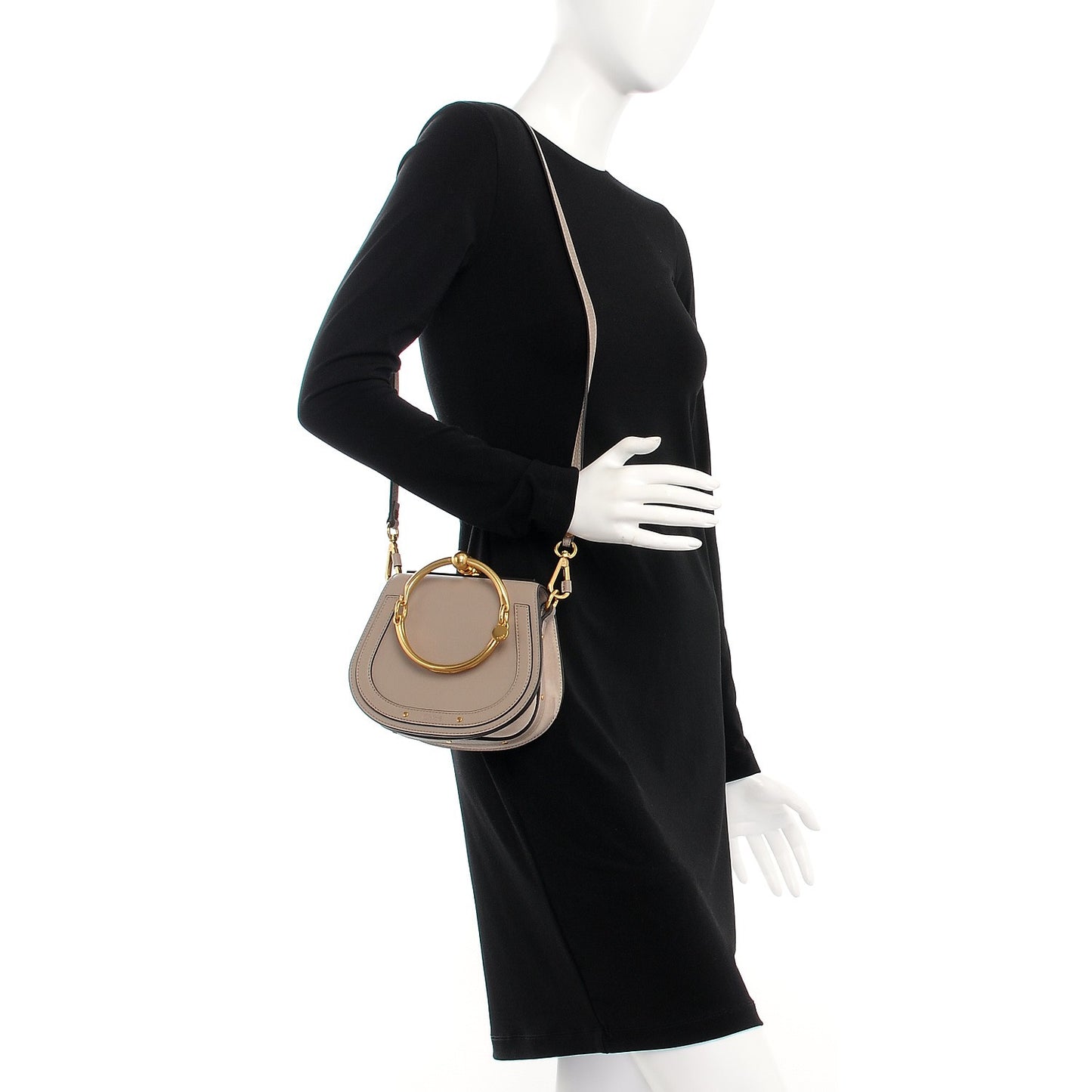 Calfskin Suede Small Nile Bracelet Bag Motty Grey
