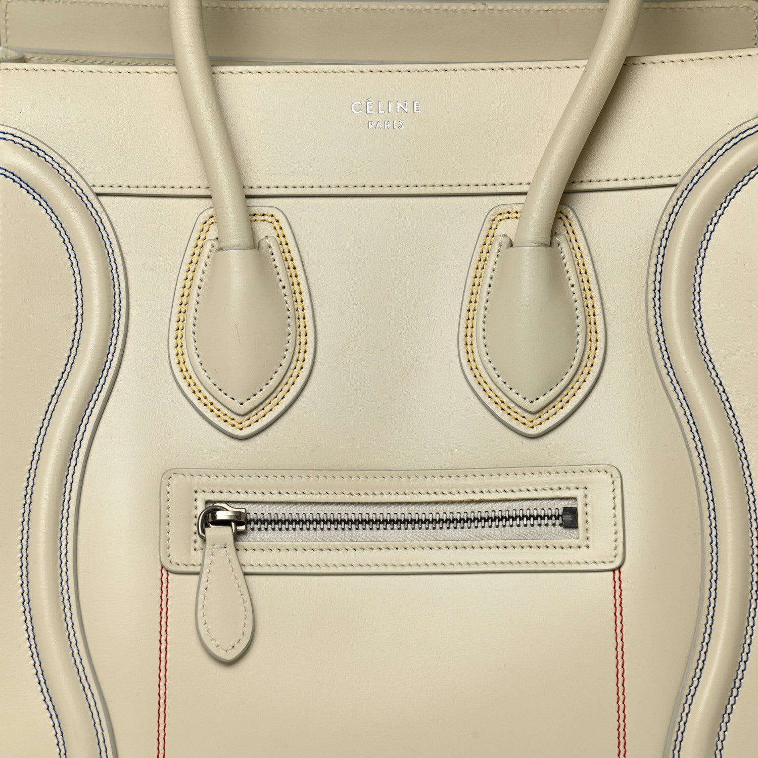 Celine Smooth Calfskin Multicolor Double Stitching Micro Luggage White 7 of 14