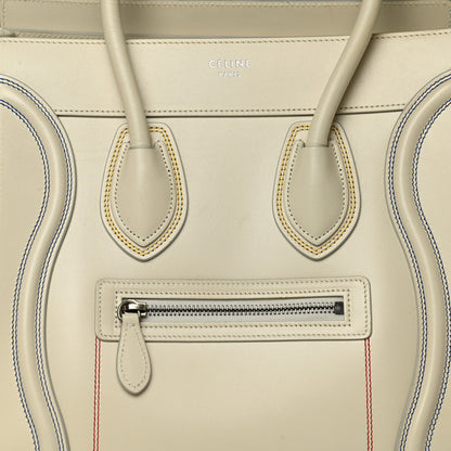 Celine Smooth Calfskin Multicolor Double Stitching Micro Luggage White 7 of 14