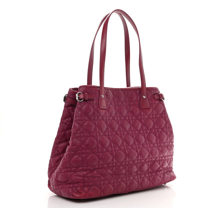 Christian Dior Coated Canvas Cannage Medium Panarea Tote Raspberry 3 of 8