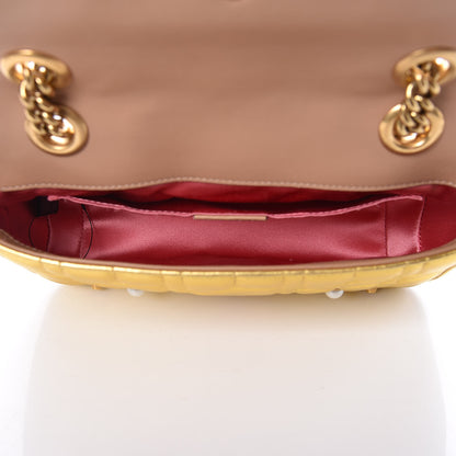 Gucci Metallic Calfskin Matelasse Studded Mini Pearly GG Marmont Shoulder Bag Gold 6 of 11