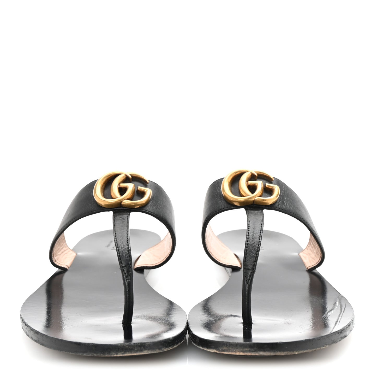 Calfskin GG Marmont Thong Sandals 39 Black