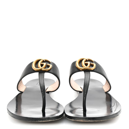 Gucci Calfskin GG Marmont Thong Sandals 39 Black 3 of 9