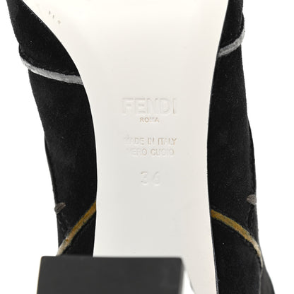 Fendi Suede Ankle Boots 36 Black Multicolor 6 of 11