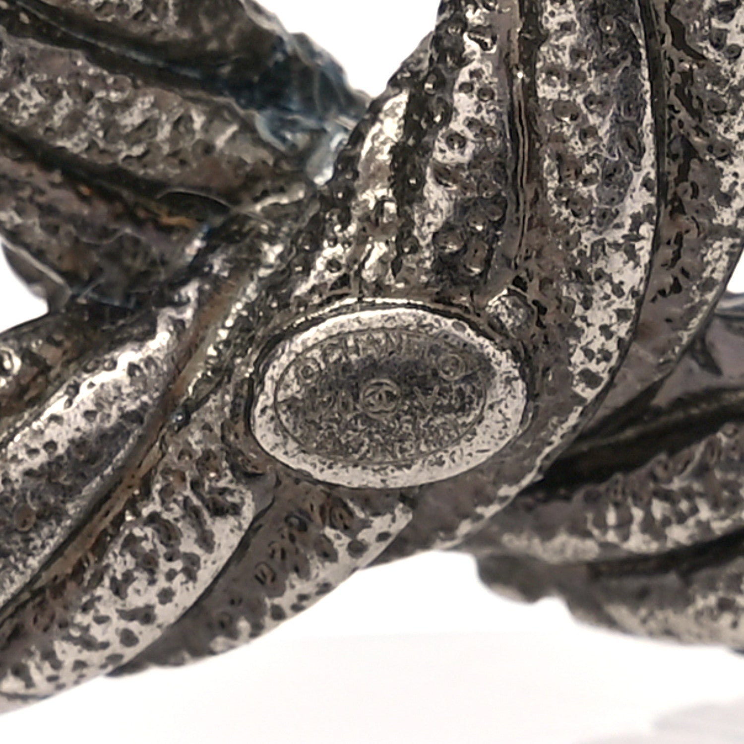 Chanel Ruthenium Twisted CC Brooch Silver 3 of 4