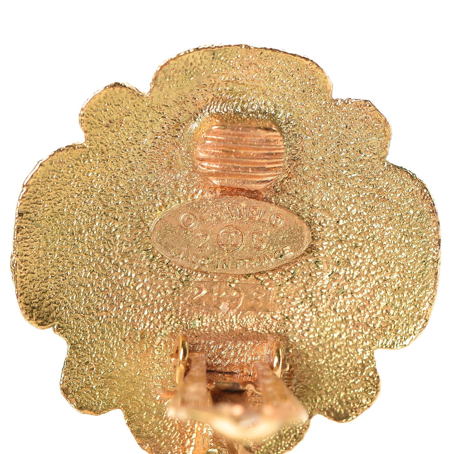 Camellia Pearl Hoop Clip On Earrings Gold