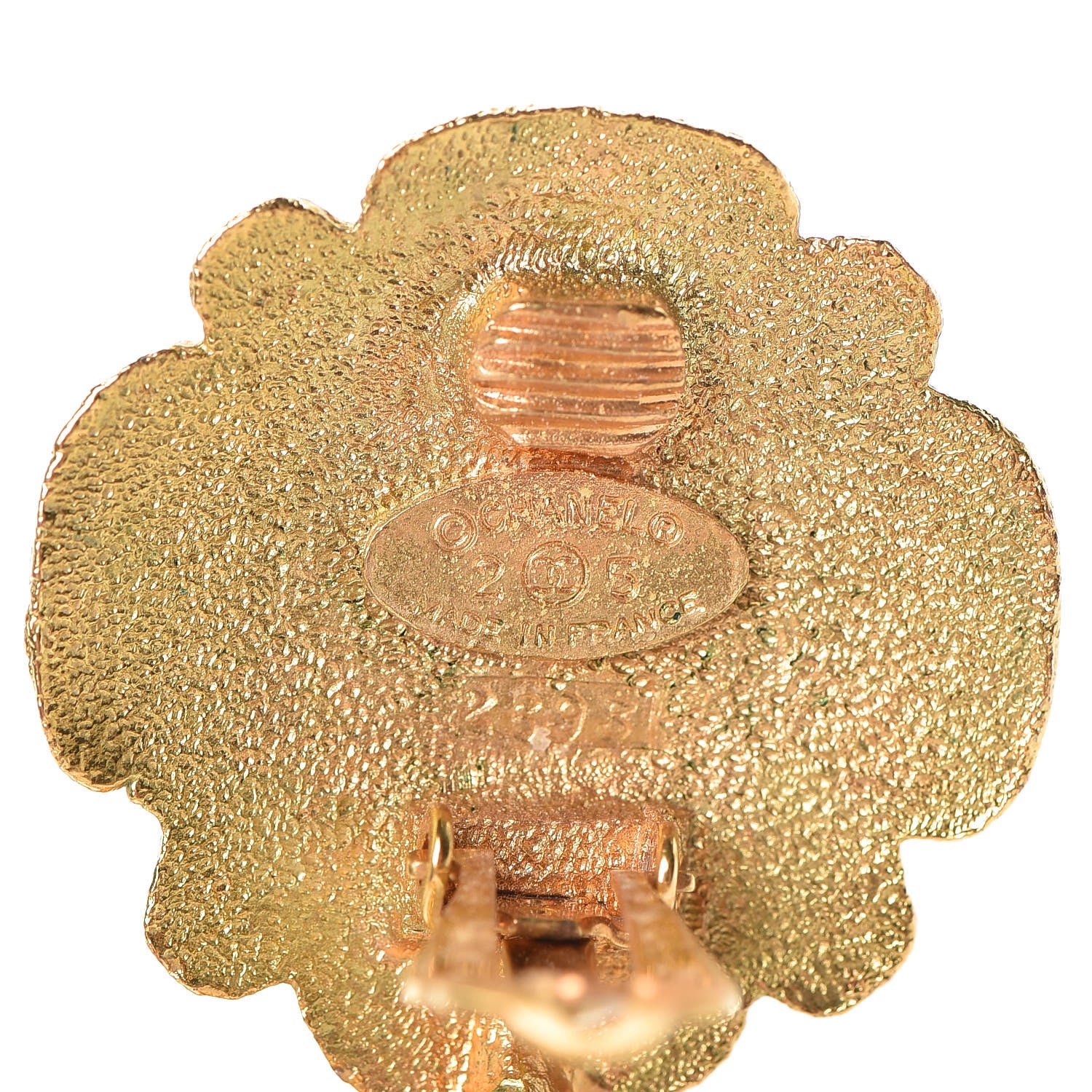 Chanel Camellia Pearl Hoop Clip On Earrings Gold 5 of 5