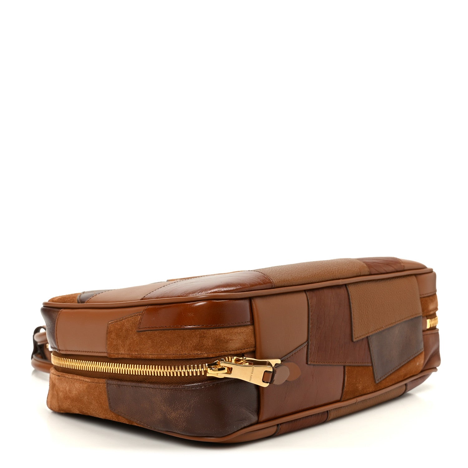Miu Miu Nappa Patchwork Medium Beau Top Handle Bag Cognac 4 of 9