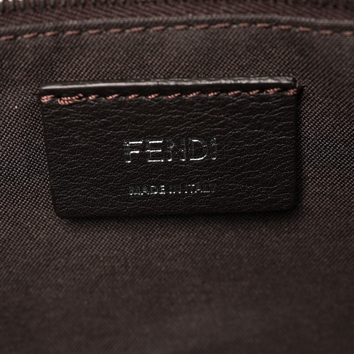 Glazed Fabric Vitello Century FF 1974 Stamp Patch Shopping Tote Mogano Panna Black