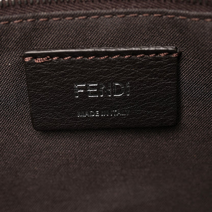 Fendi Glazed Fabric Vitello Century FF 1974 Stamp Patch Shopping Tote Mogano Panna Black 6 of 12