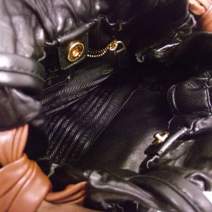 Prada Nappa Leather Gathered Bow Brown 7 of 10