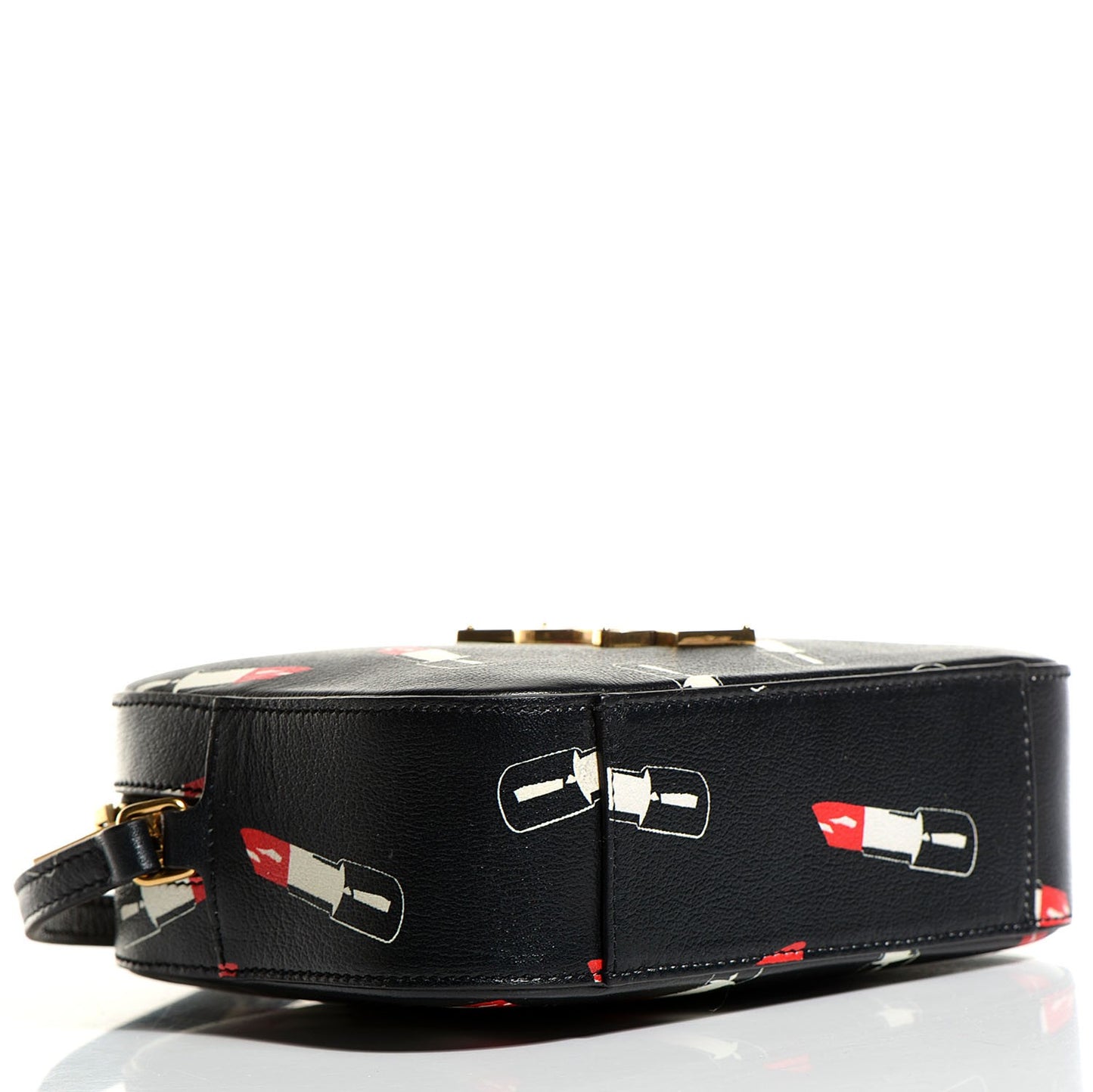 Monogram Small Lipstick Print Leather Camera Bag Black