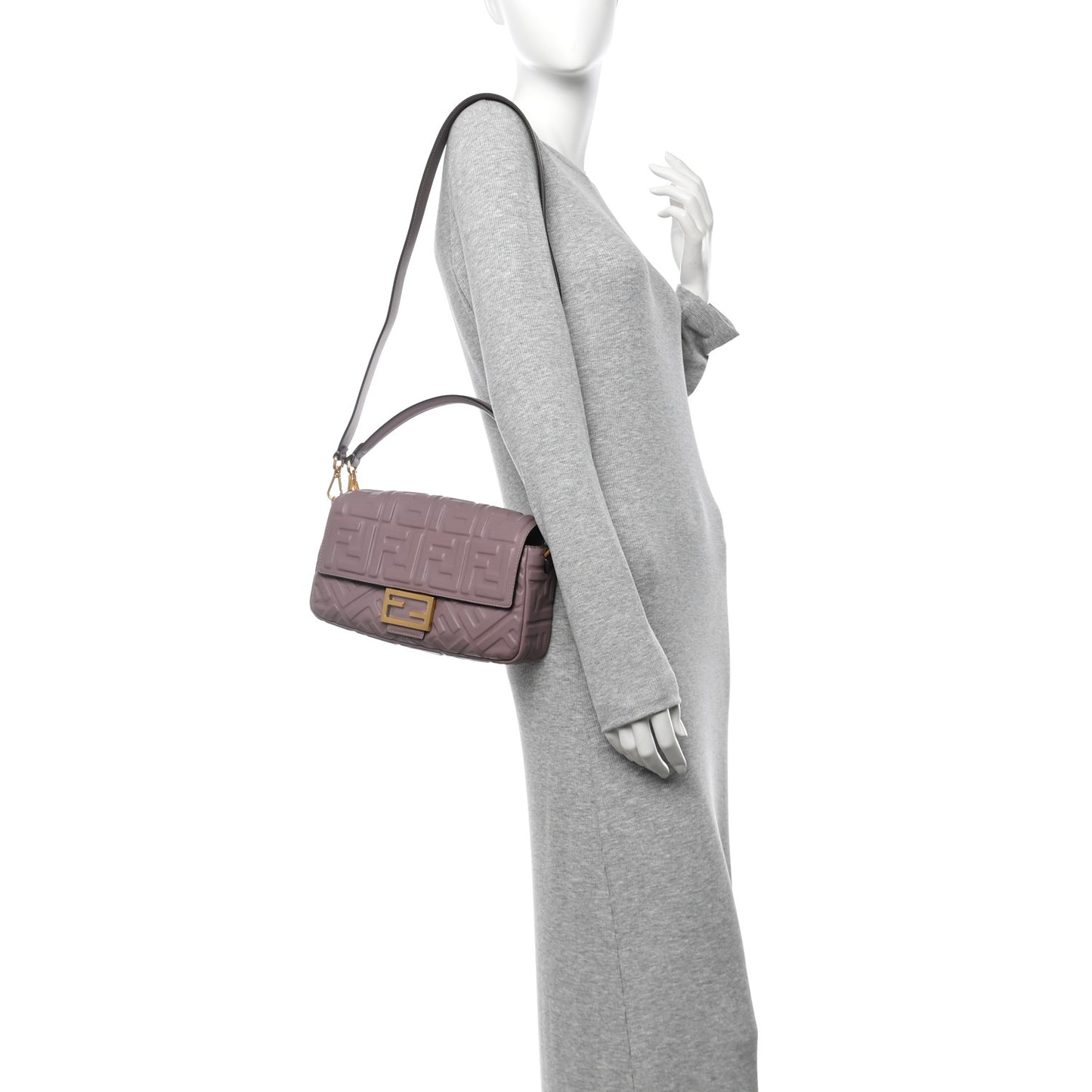Nappa FF 1974 Embossed Baguette Dusty Mauve