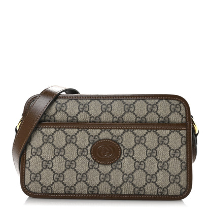 Gucci GG Supreme Monogram Azalea Calfskin Mini Retro Interlocking G Shoulder Bag Beige Ebony Brown Sugar 1 of 10
